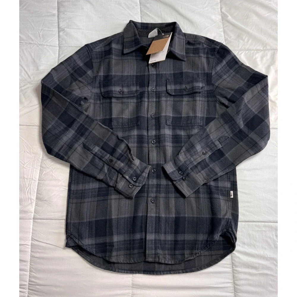 New The North Face Arroyo Small Lightweight Flannel Shirt Blue Plaid Organic NWT